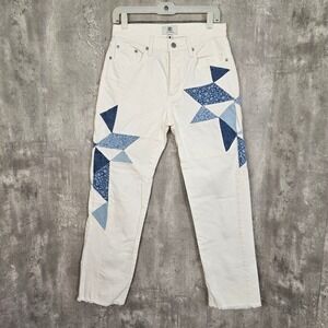 Lucky Brand x Laura Ashley Patchwork Star Jeans 4/27 Hi Rise 90s Loose Denim